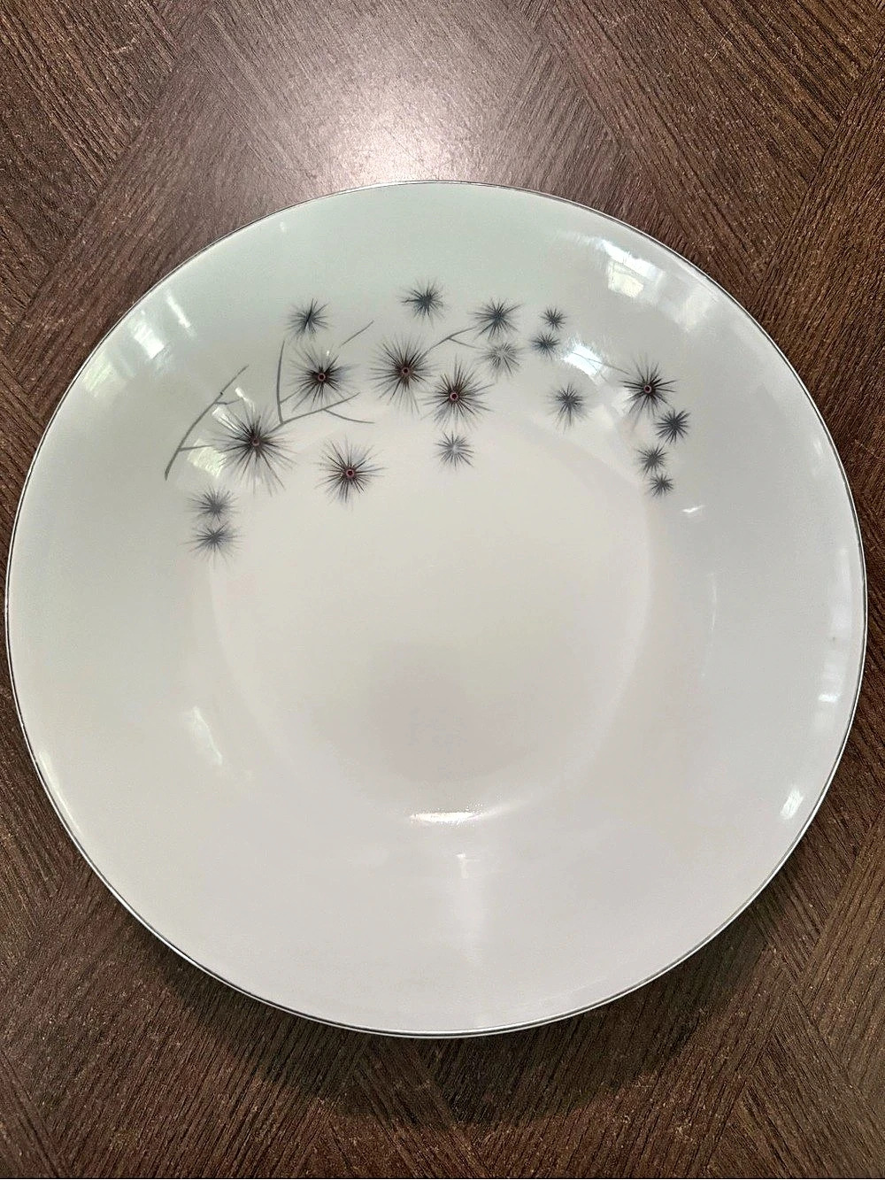 Creative Fine China Platinum Starburst 1014 Serving Bowl 10" Japan Vintage MCM